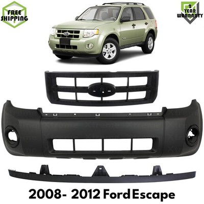 Front Bumper Cover Primed Plastic & Grille Assembly For 2008-2012 Ford Escape