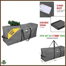 Heavy Duty Christmas Tree Storage Bag Fits 7 Ft Zipper Pocket 600D Gray