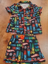 Hot Wheels Boys Size 5T Short Sleeve Button Top  Shorts Pajamas