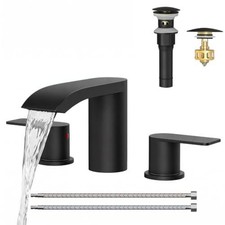 NEW Widespread Bathroom Faucet 3-Holes, Vanity Sink Faucet Matte Black