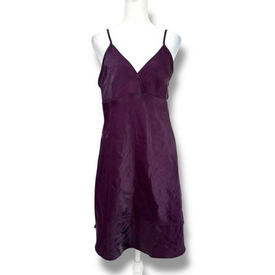 VTG Y2K Private Luxuries Bias Cut Plum Slip Dress Sz S Midi Dark Romantic Goth
