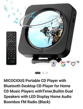 MICOCIOUS Portable CD Player with Bluetooth Desktop for Home Black