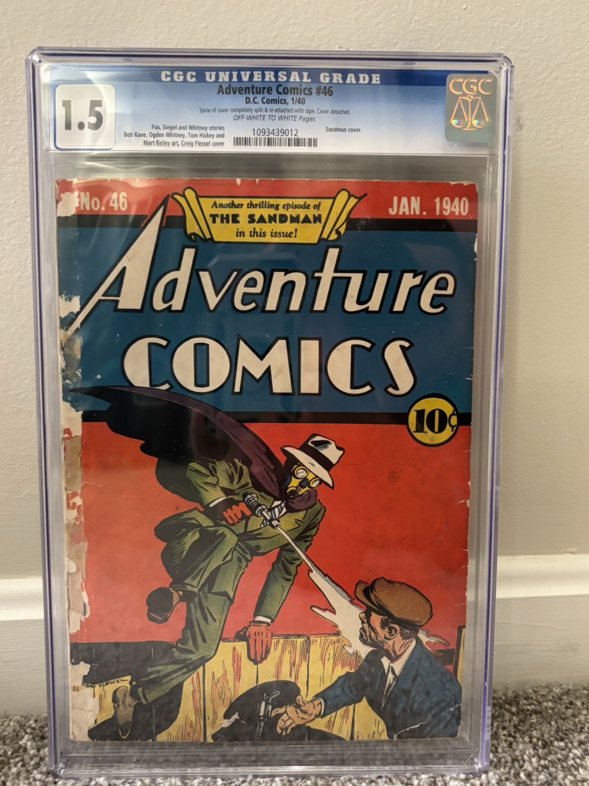 CGC 1.5 Adventure Comics 46 Sandman Cover DC 1940 Off White-White Pages