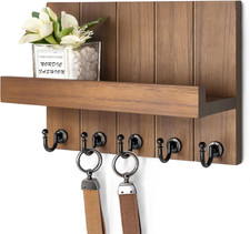 Decorative Key Holder Wall Mount - Rustic Key Holder for Wall with Shelf and Mai