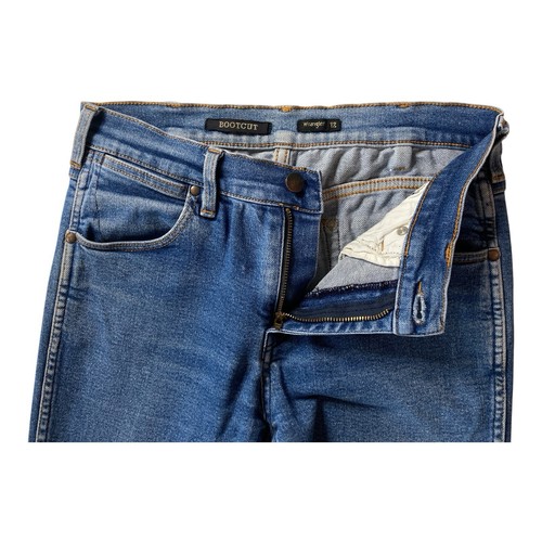 WRANGLER Wmn Sz 12 W31 L31 Jeans Stretch Denim Mid Rise Bootcut WornIn Blue FLAW - Picture 11 of 15