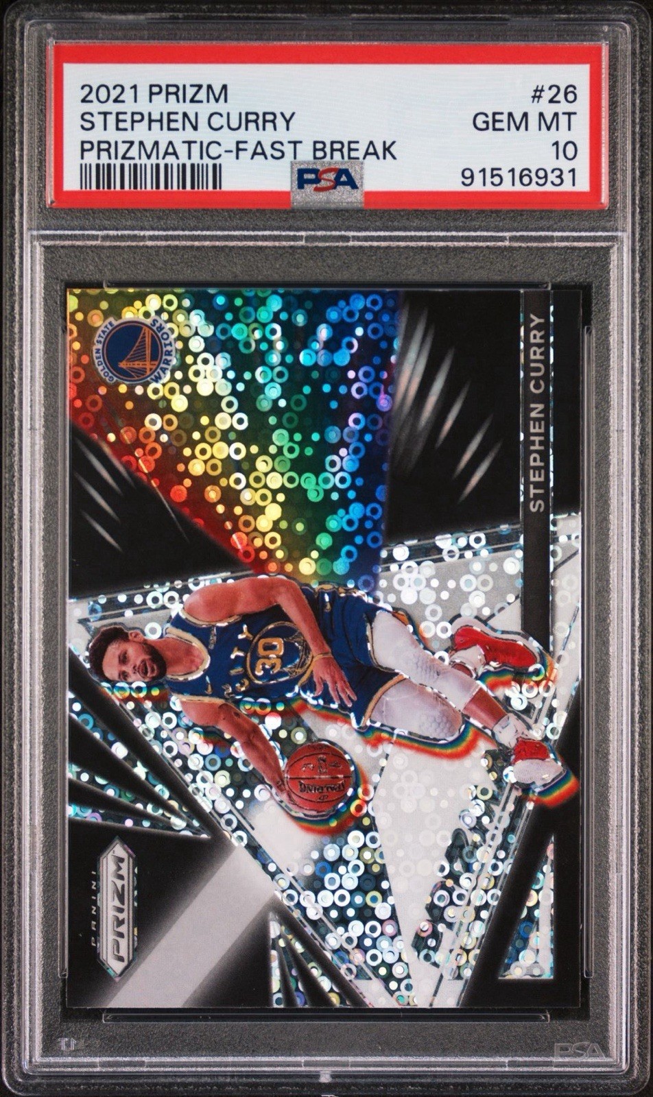 2021 Prizm #26 Stephen Curry Prizmatic Fast Break PSA 10