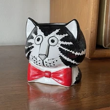 VTG B Kliban RED BOW TIE Figural Cat Coffee Mug Sigma the Tastesetter, Signed