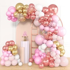 Amandir 164Pcs Rose Gold Pink Balloons Garland Arch Kit Pink Rose Gold