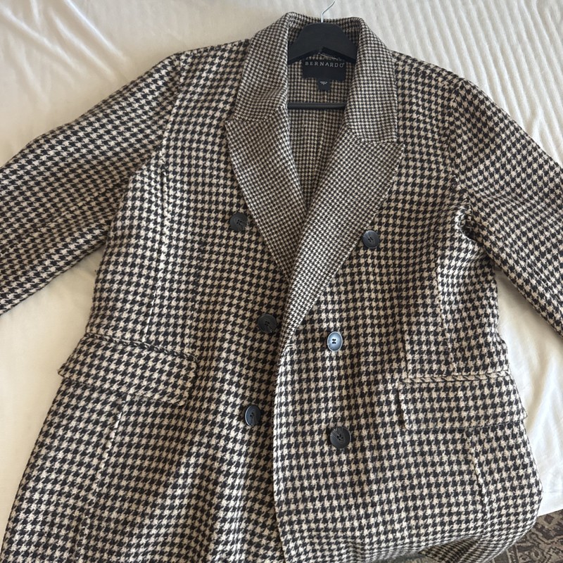 Anthropologie Bernardo Houndstooth Wool Blend Double-Breasted Handmade Blazer