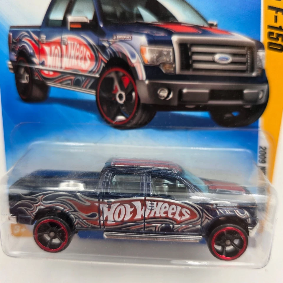 Hot Wheels Ford F-150 2009 Diecast Truck New Models Blue Red Graphics Carded - Image 2 of 4