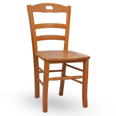 OKAFFAREFATTO Sedia da sala da pranzo cucina Loris in legno ciliegio con seduta in massello