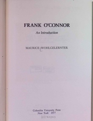 Frank O'Connor: An Introduction: Wohlgelernter, Maurice:
