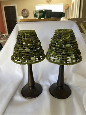 Translucent  Olive And Forest Green  Votive Candle Holders