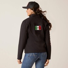 Ariat Women's New Team Logo Black Mexico Flag Softshell Jacket Sz Large