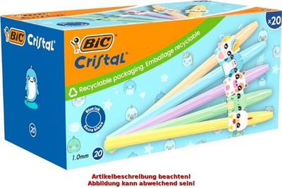 20 BIC Kugelschreiber Cristal Pastel Figurines, 20er Kartonbox