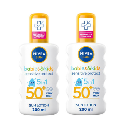 2x NIVEA SUN Kinder Sonnenschutz Lotion Spray LSF 50+ Schutzcreme für empfindliche Haut