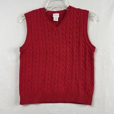Talbots Kids Sweater Vest Boys 14 Cable Knit Red Cotton Preppy