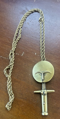 Vtg Signed ALVA Museum Replicas Goldtone Polished FERTILITY GODDESS Pendant