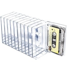 Snado 10-Pack Cassette Tape Storage Cases Holder - Clear Plastic Audio Cass...
