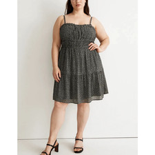 Madewell Sophia Tiered Tank Sun Dress Plus Size 16W Micro Daisy Black White NEW