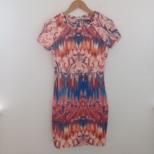 Zara Dress Small Pink Bodycon Short Sleeved Mini Tie Dye Festival Summer Pattern
