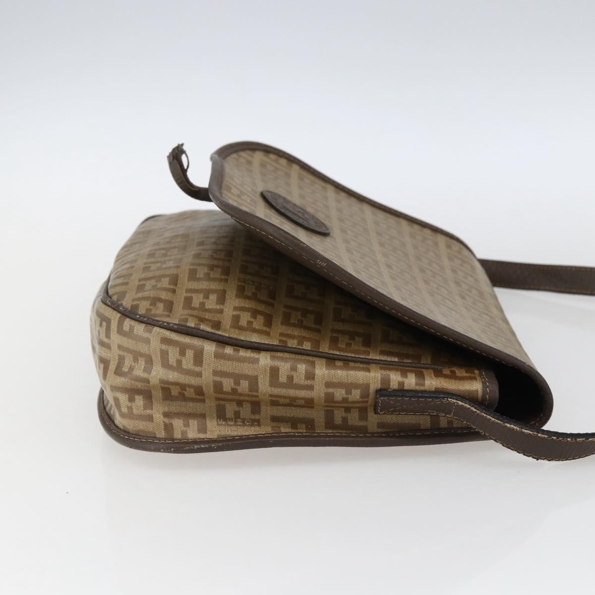 FENDI Zucchino Canvas Shoulder Bag Coated Canvas Beige Silver Auth 169510 thumbnail 5