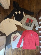 Lot Of 5 Boys Long Sleeve Shirts Hoodie Nike Crewcuts Under Armour Size 5, 6-7