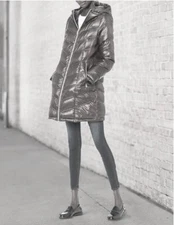 Calvin Klein Women's L Pewter Packable Lightweight Premium Down Quilted Coat NWT