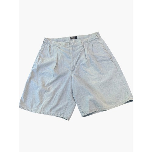 Polo Ralph Lauren, Polo Ralph Lauren Mens Vintage Pleated Chambray Shorts Light Blue Made in USA 36