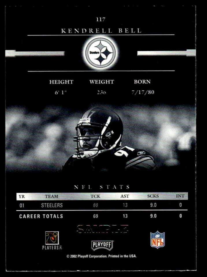2002 Playoff Prestige #117 Kendrell Bell Samples Gold - Image 2 of 2