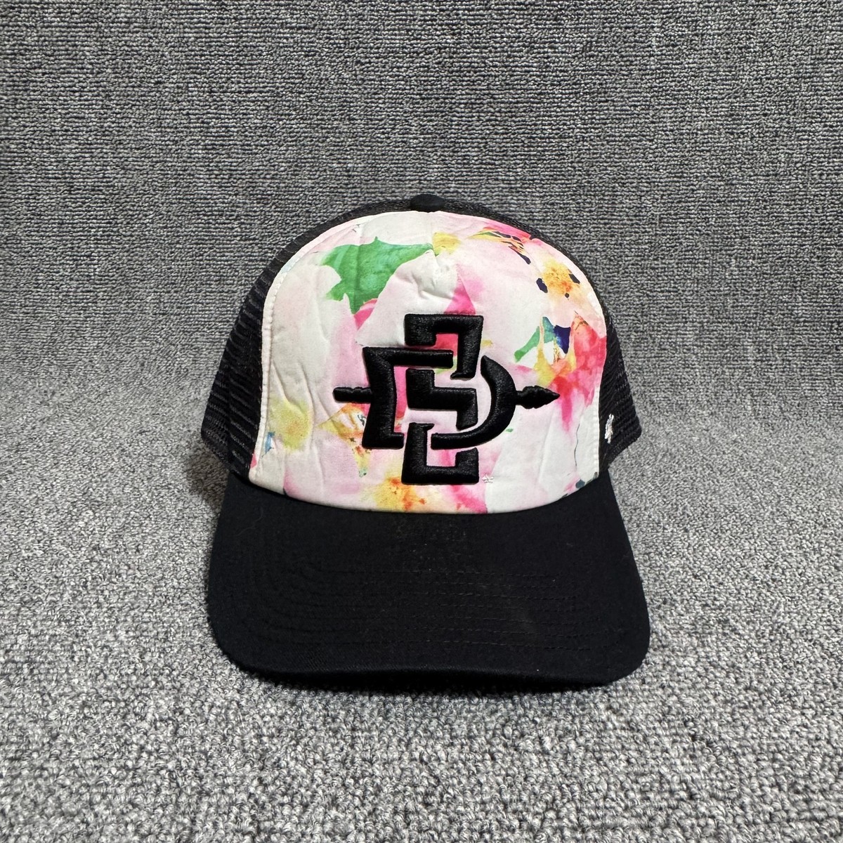 '47 Brand San Diego State Aztecs Trucker Snapback Floral Black NCAA Mesh Hat