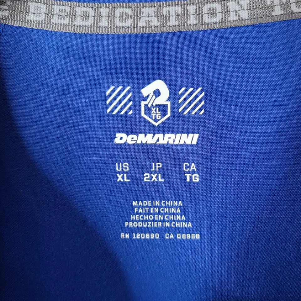 Pullover de béisbol DeMarini para hombre 2XL azul 1/4 cremallera chaqueta flor de lis manga corta Foto 4 de 4