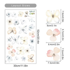 Boho Flowers Wall Stickers Child Watercolor Bedroom Living Room Home Decor Art E