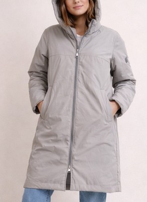  Astrid Gray Long Coat EUR 44 Elegant Tailored Warm Quiet Luxury Chic 