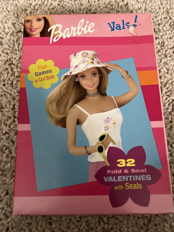 BARBIE Valentines Day Cards - 32 Fold and Seal Valentines New In Box