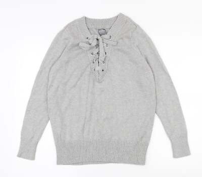 Soho Damen grau V-Ausschnitt Baumwollmischung Pullover Größe 10