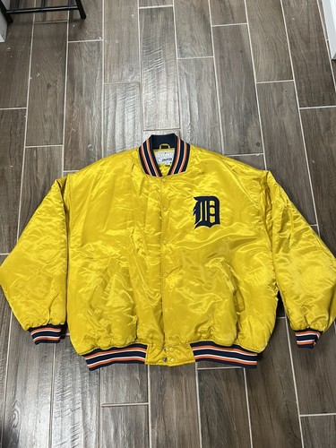 Vintage Starter MLB Detroit Tigers Yellow Satin Jacket Size 5XL RARE