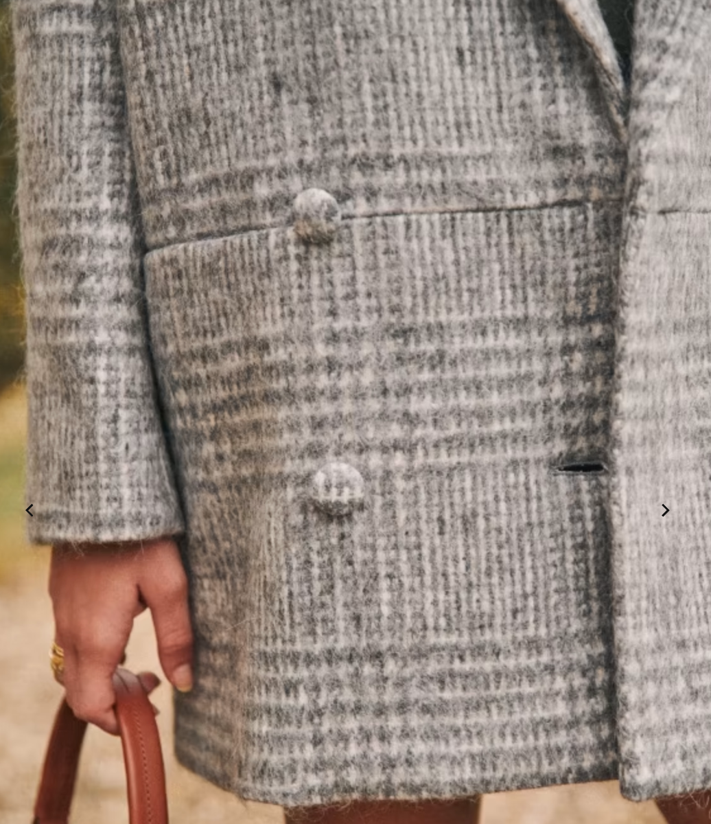 Sezane Wool Coat RRP 400! NEW Prince James Gray Check Small Sezane Wool Coat RRP 400! NEW Prince James Gray Check Small
