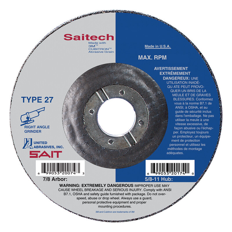 Saitech Ultimate Performance Ceramic Abrasive 4-1/2 Grinding Wheel