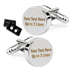 Personalised Cufflinks for Men Engraved Any Text Wedding Birthday Father's Day