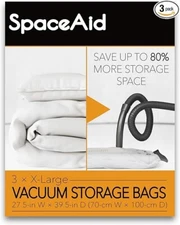 SpaceAid Jumbo Vacuum Storage Bags, X-Large 3 Pack Compression Bags for Bedding