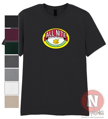 All Nite House Musik T-Shirt Rave Electronica Musik EDM Mar Milbe Parodie