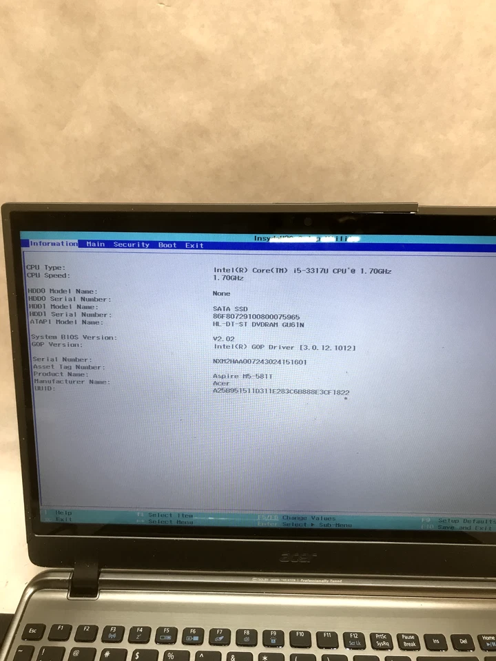 Acer Aspire M5-5811 15" Laptop Intel Core i5-3317U 1.7GHz 4GB RAM NO HDD/OS - DW - Image 2 of 4