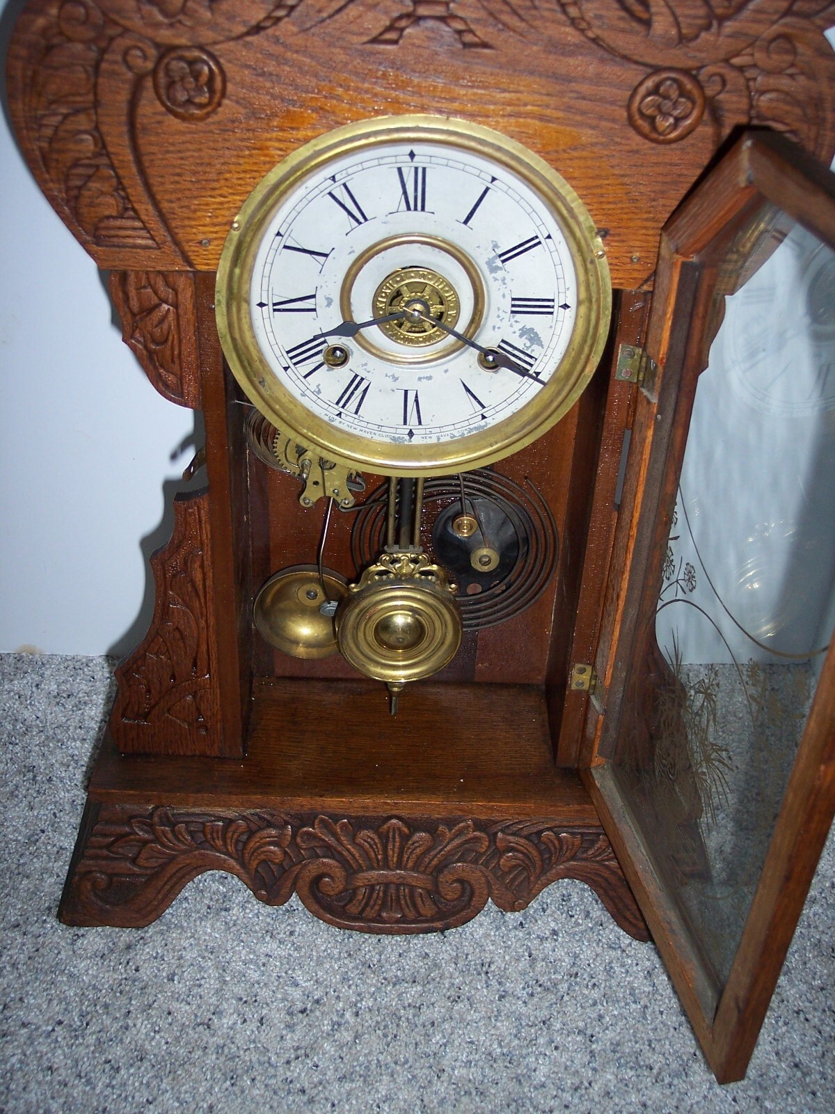 Antique New Haven Kitchen Parlor Gingerbread Mantle Clock Just Serviced