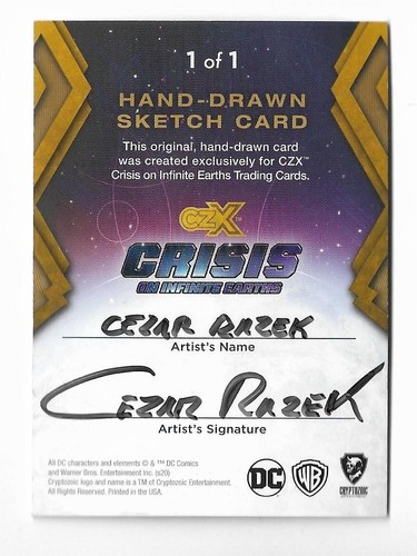 Cryptozoic CZX Crisis on Infinite Earths 1/1 Sketch by Cezar Razek - Picture 2 of 3
