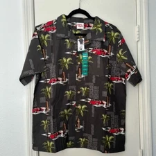 Barefoot in Paradise Button Down Cotton Hawaiian Shirt Size Large