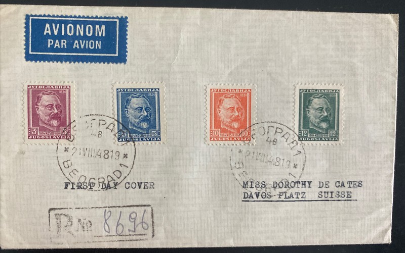 1948 Beograd Yugoslavia First Day Airmail Cover To Davos Platz Switzerland
