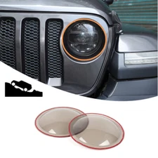 2x Car Front Headlight Lamp Cover Trim For Jeep Wrangler JL JT 2018+ Blackened