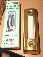 2.75" x .75" Gold PACESETTER Push Button DOOR BELL Model PB-11 NuTone NEW PB-11G