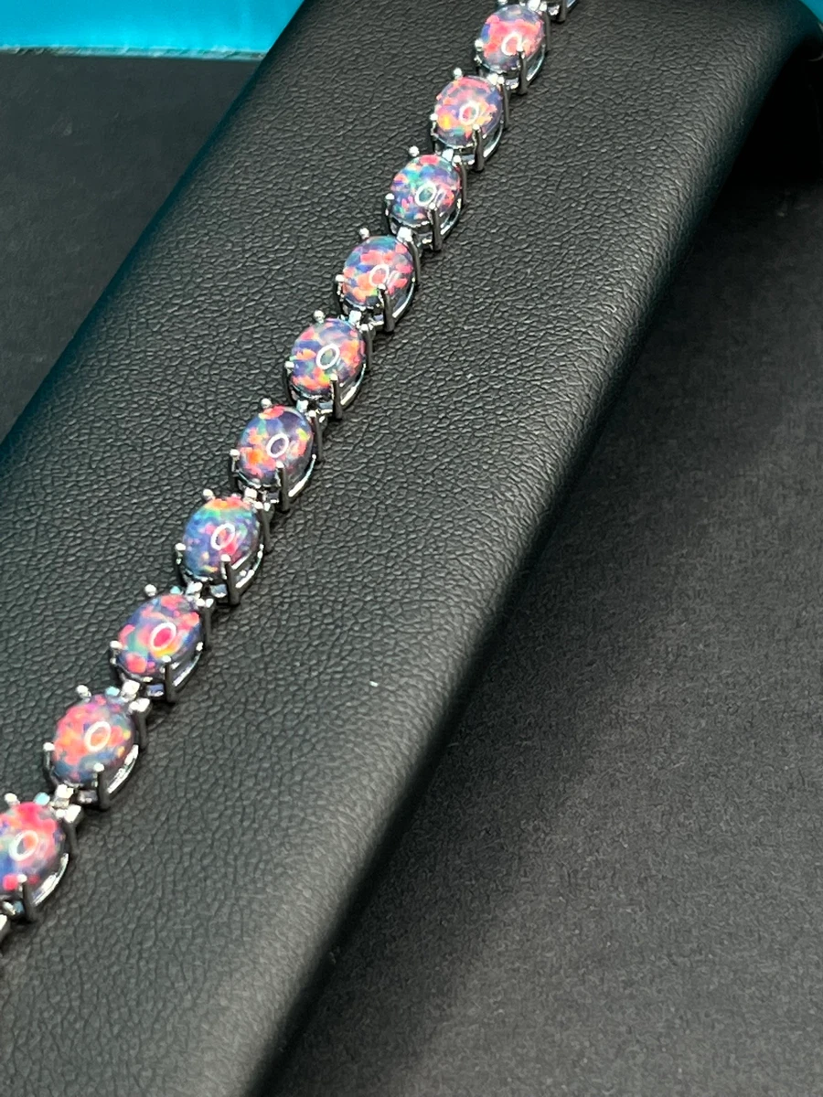 Ethiopian Black Opal Dainty Gemstone Bracelet - Valltasy